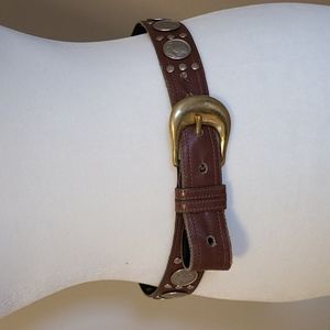 Brown Belt with Silver Coins/Gold Buckle